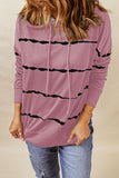 Drawstring Striped Dropped Shoulder Hoodie