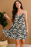 Decorative Button Printed Ruffle Hem Cami Dress