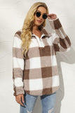 Plaid Half Zip Long Sleeve Sweatshirt