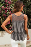 Lace Yoke Peplum Tank