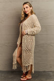 HEYSON Boho Chic Full Size Western Knit Fringe Cardigan