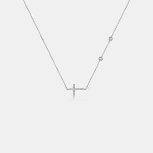 Zircon 925 Sterling Silver Cross Necklace