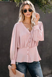 Buttoned Puff Sleeve Blouse