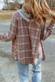 Plaid Long Sleeve Hooded Jacket