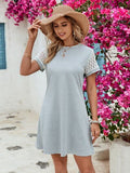 Openwork Round Neck Short Sleeve Dress