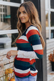 Striped Round Neck Raglan Sleeve Tee