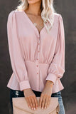 Buttoned Puff Sleeve Blouse