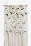 Contrast Leaf Fringe Macrame Wall Hanging