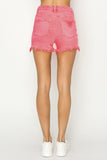 RISEN High Waist Frayed Hem Denim Shorts