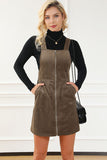 Pocketed Zip Up Wide Strap Mini Dress