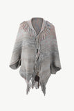 Multicolored Fringe Trim Poncho