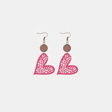 PU Leather Iron Hook Heart Earrings