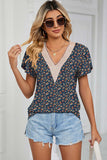 Floral V-Neck Short Sleeve T-Shirt