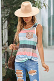 Striped Sequin Pocket Tank Top