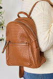 SHOMICO PU Leather Woven Backpack