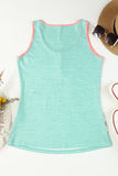 Leopard Color Block Decorative Button Tank