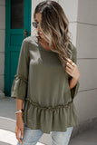 Frill Trim Round Neck Blouse