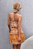 Bohemian Frill Trim Strapless Dress