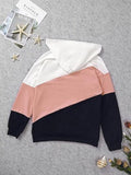 Color Block Drawstring Pocketed Hoodie