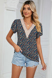 Floral V-Neck Short Sleeve T-Shirt