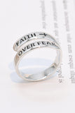 925 Sterling Silver FAITH OVER FEAR Bypass Ring