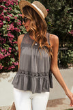 Lace Yoke Peplum Tank