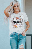 MAMA Floral Graphic Distressed Tee