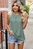 Eyelet Round Neck Sleeveless Top