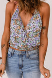 Floral Elastic Waist Cropped Cami